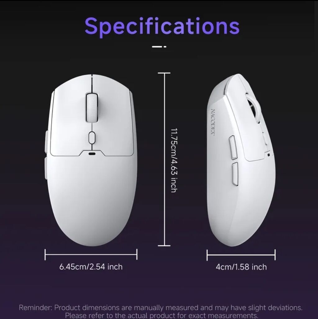 Yeni Nacodex NJ11 Kablosuz Gaming Mouse (Tri-Mode, 12800 DPI, 61g) — Klaviaturalar və siçanlar, Digah (7)