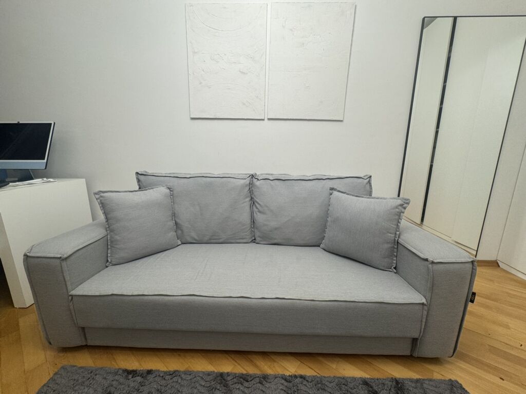Boz rəngli divan Divanın uzunluğu 2 m, bazalıdır. Real alıcıya — Divanlər, Bakı (3)
