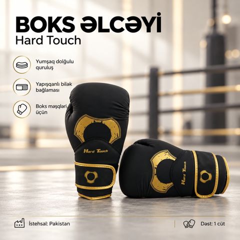 Boks əlcəyi Hard Touch, ölçü 14, Süni dəri, Qara — Bakı