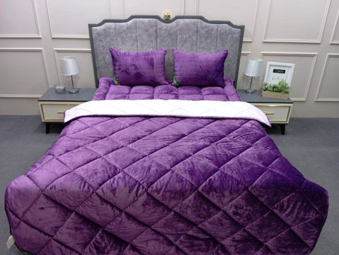 Döşək dəsti Pima Cotton vilur/polikotton, bamboo sintifon, 4 fəsil, 120x200 sm döşək, 155x215 sm yorğan, bənövşəyi - HBT_00215 — Bakı