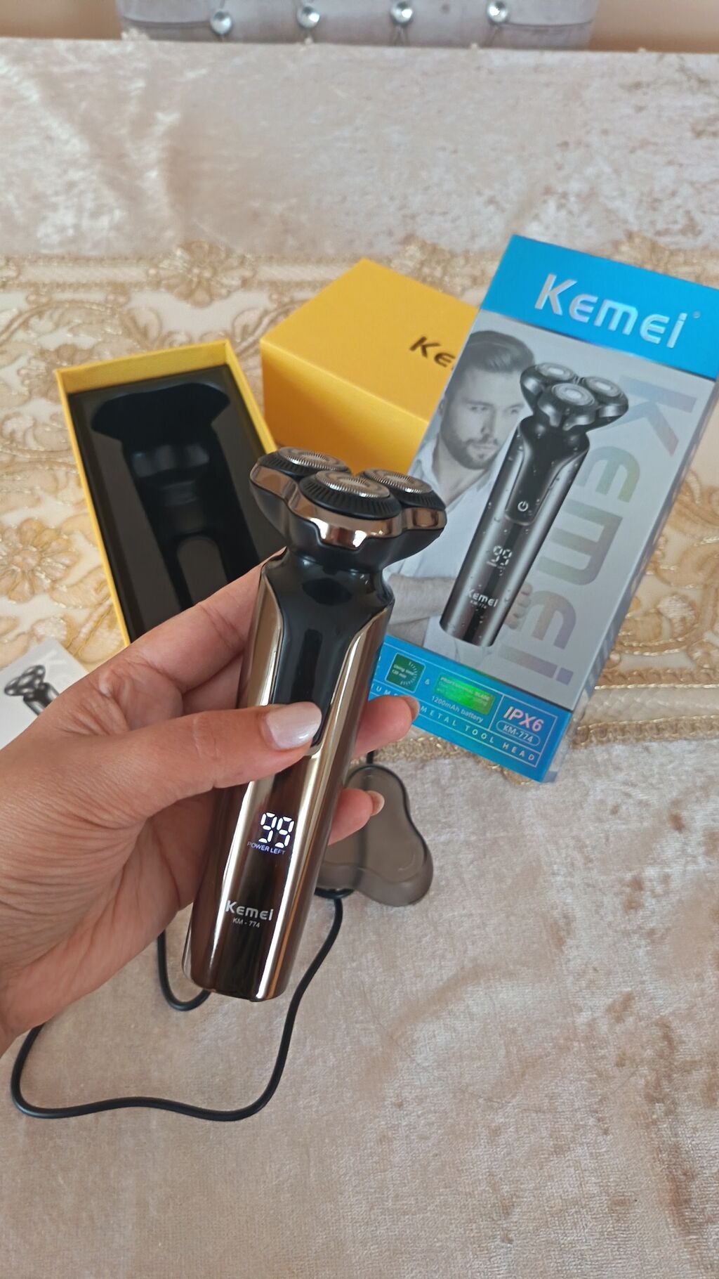 Kemei KM-774 elektrik üz Qırxan. Yenıdı. - 3 fırlanan başlıqlı — Usturalar, trimmerler və epilyatorlar, Digah (4)