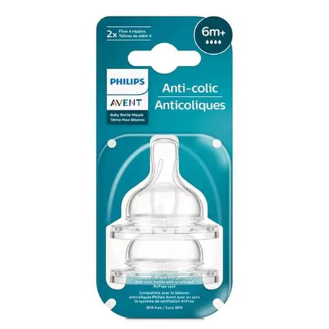 Qidalanma üçün əmzik dəsti Philips Avent Anti-colic SCY764/02, silikon, şəffaf, 6+ ау, 2 əd — Bakı