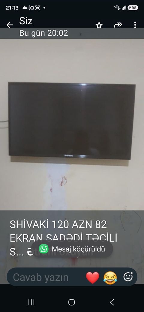 Shivaki 120 AZN 82 ekran sadədi sarlr qəti endirim yoxdu hövsan — Bakı