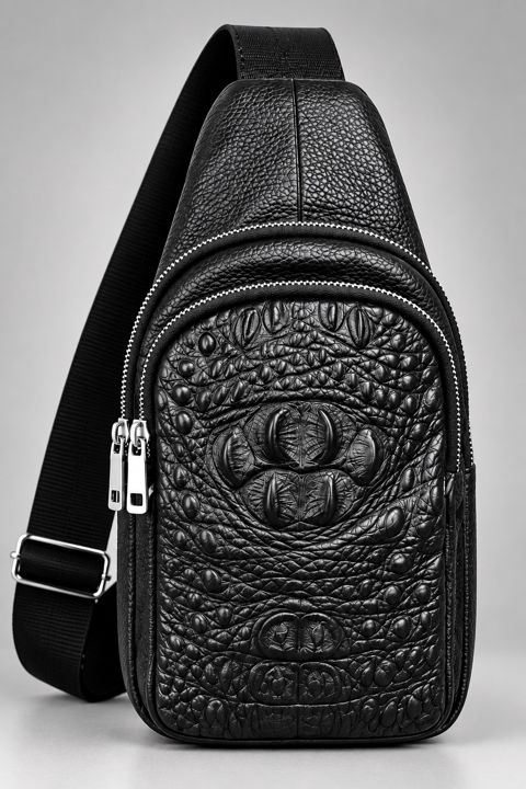 Kross-bodi çanta kişilər üçün 23732163, qara, təbii dəri, 30x19 sm — Bakı