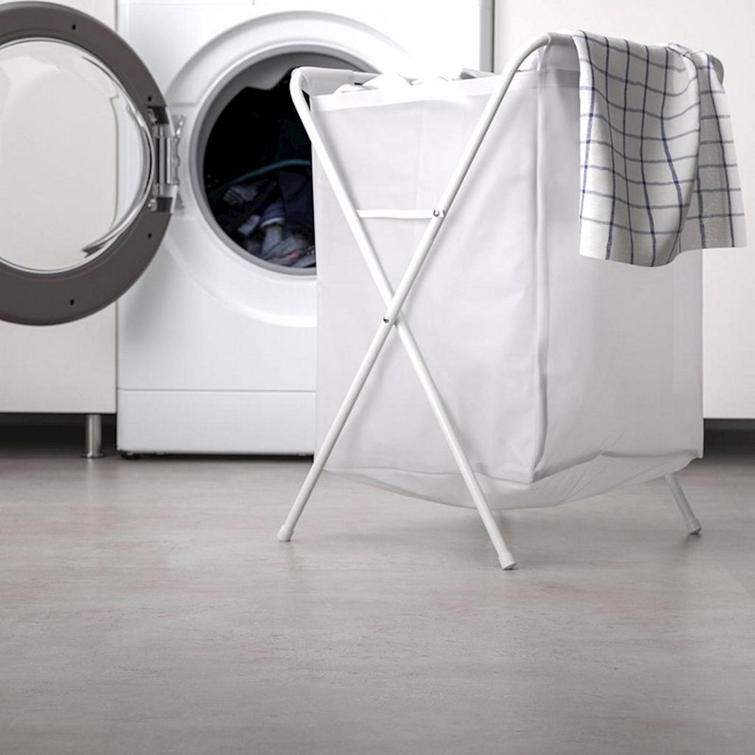 Dayaq ilə çamaşır üçün torba IKEA Jall, 50 l, 43x42x60 sm, EVA/polad, ağ — Mallar, Bakı (3)