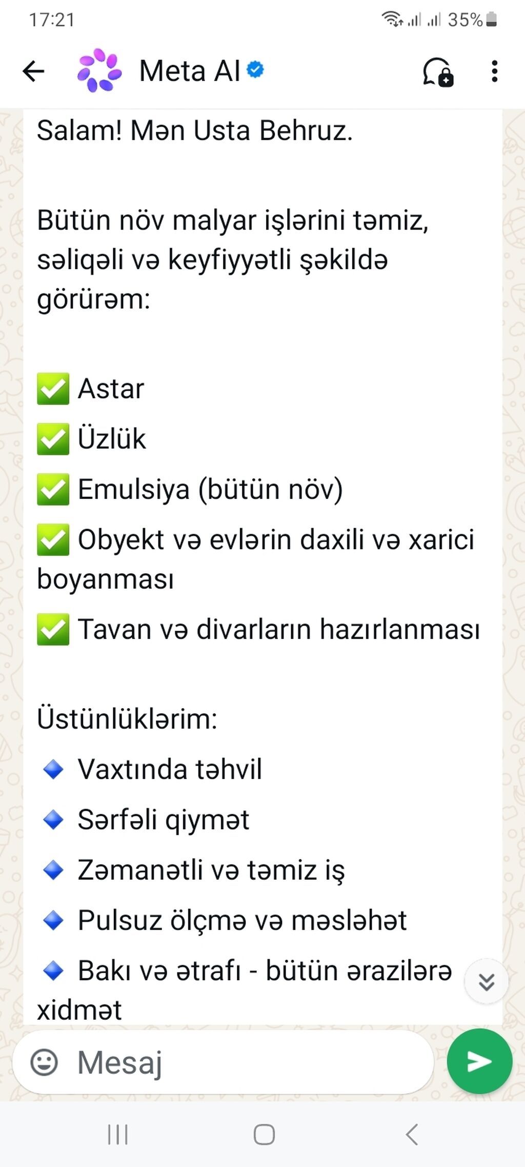 Obyektlərin və evlərin malyar xidmətləri Usta Behruz tərəfindən — Boya işləri, Bakı (2)