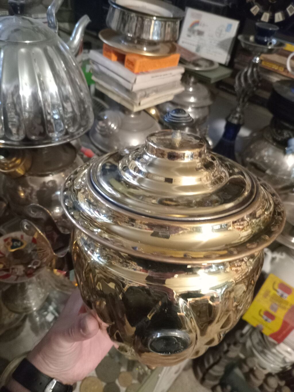 Məhsul: Pirinç/qızılı rəngli divar samovarı (kömür/odun üçün) — Samovarlar, Gəncə (3)