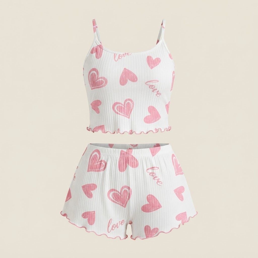 Qadınlar üçün şalvarlı pijama dəsti 5748, ağ/çəhrayı, ölçü M — Mallar, Bakı