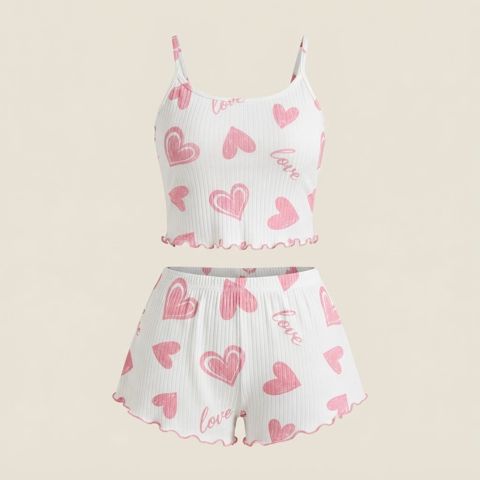 Qadınlar üçün şalvarlı pijama dəsti 5748, ağ/çəhrayı, ölçü M — Bakı