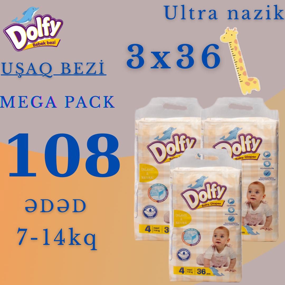 Uşaq bezləri Dolfy 4Maxi, 7-14 kq, 108 əd — Mallar, Bakı