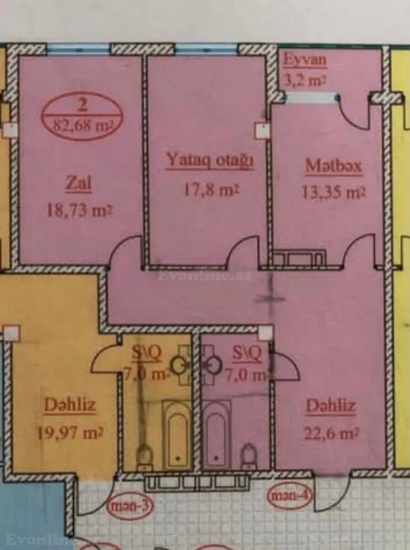 Satılır 2 otaqlı Mənzil Yeni tikili 83 m² Bakı, Binəqədi r., Azadlıq prospekti m., 8-ci mikrorayon — Mənzil, Bakı (2)