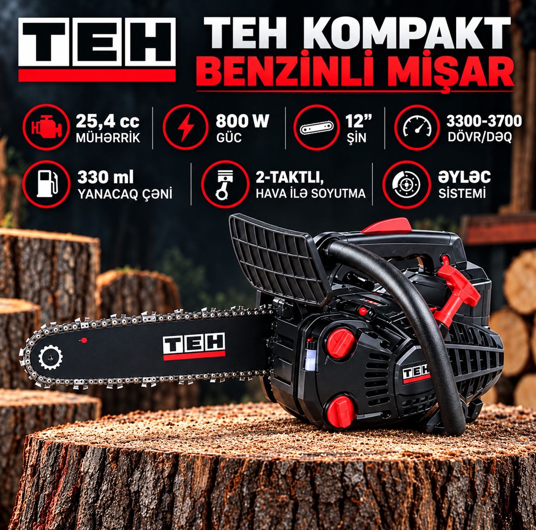 Zəncirli mişar TEH TGS2512, 800 Vt, 0.3 l — Mallar, Bakı