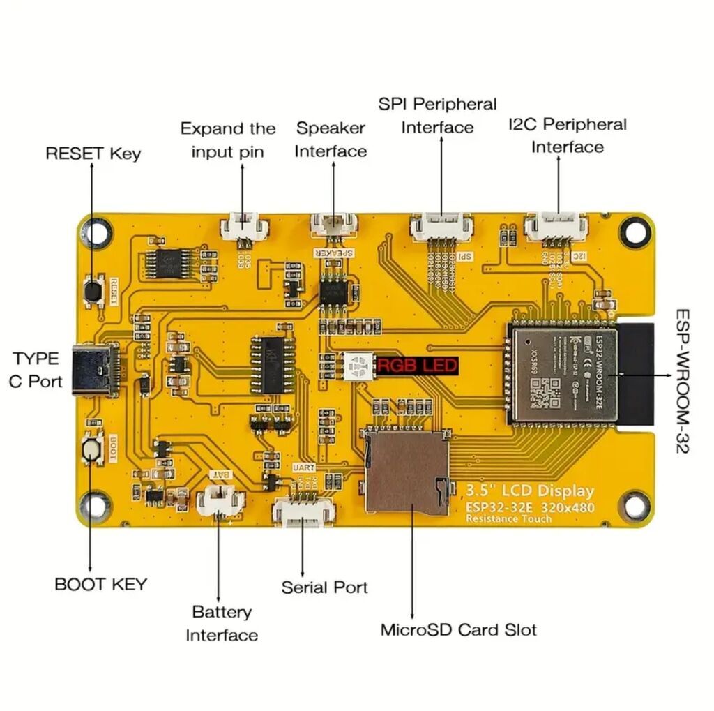 ESP32-32E əsaslı 3.5" LCD toxunma displeyli inkişaf dəsti — Monitorlər, Bakı (3)