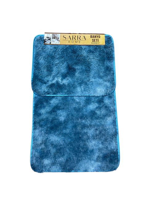 Hamam üçün xalça dəsti Sarra Home, tük, mavi, 60x100 sm, 2 əd — Bakı