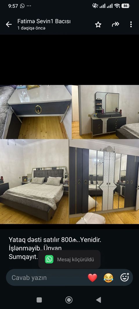 Yataq dəsti satılır 800₼. Yenidir. İşlənməyib. Ünvan — Bakı