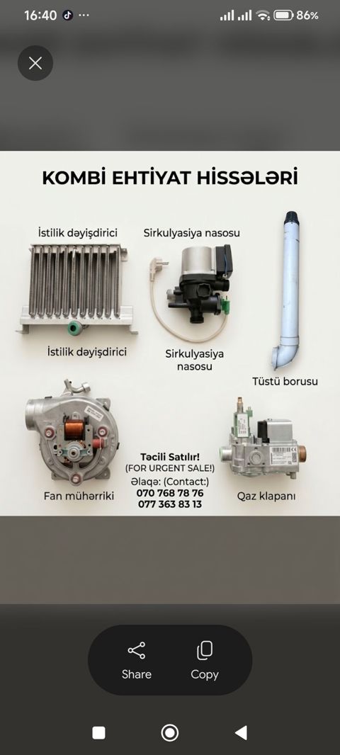 Kombi ehtiyat hissələri satılır – müxtəlif modellərə uyğun — Ehtiyat hissələri və aksesuarlar — Ehtiyat hissələri