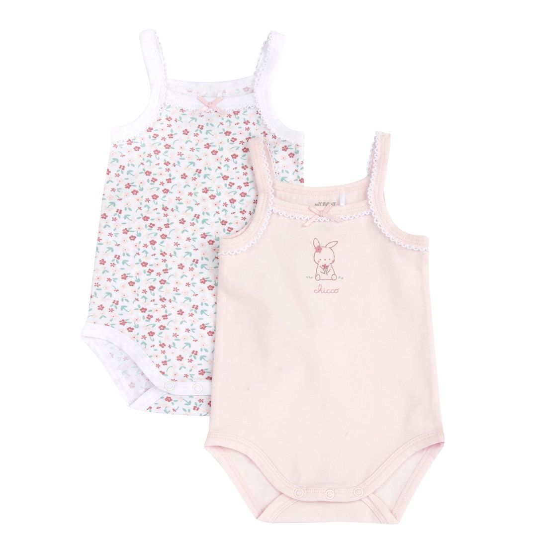 Qızlar üçün 2 ədədli bodi dəsti Chicco 9101765000000-11, rəngbərəng, pambıq/elastan, ölçü 6 ay — Mallar, Bakı