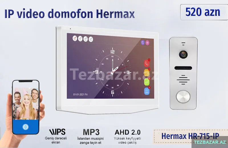 Domofon monitoru Hermax HR-710-IP — Mallar, Bakı (5)