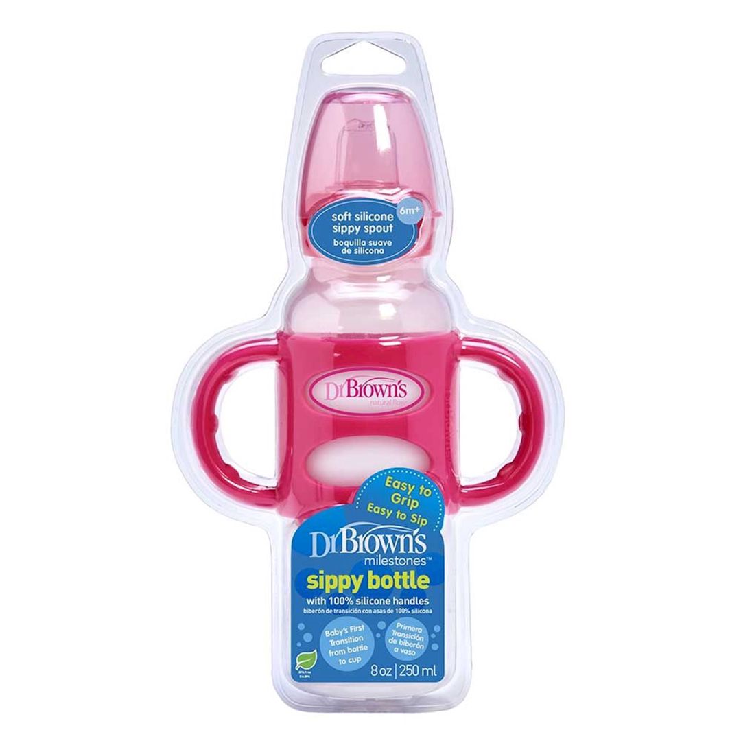 Yastıburun başlıqlı, tutacaqlı butulka-fincan Dr.Brown's Sippy Spout Bottle 250 ml, polipropilen, çəhrayı — Mallar, Bakı