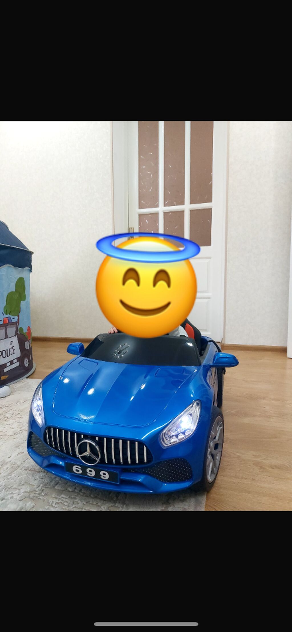 Uşaq üçün elektrikli minik maşını – Mercedes üslubunda, mavi rəng. Az — Uşaq avtomobilləri, Yevlax