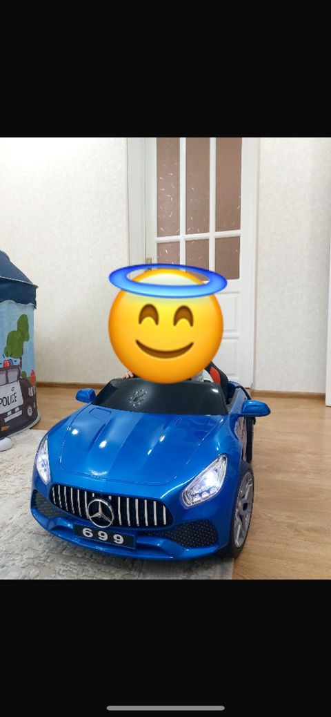 Uşaq üçün elektrikli minik maşını – Mercedes üslubunda, mavi rəng. Az — Yevlax