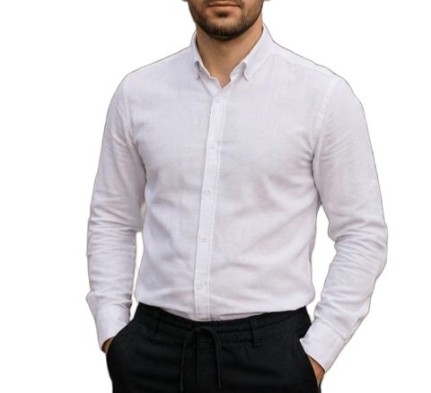 Kişilər üçün uzunqol köynək, ağ, kətan, ölçü 2XL — Bakı