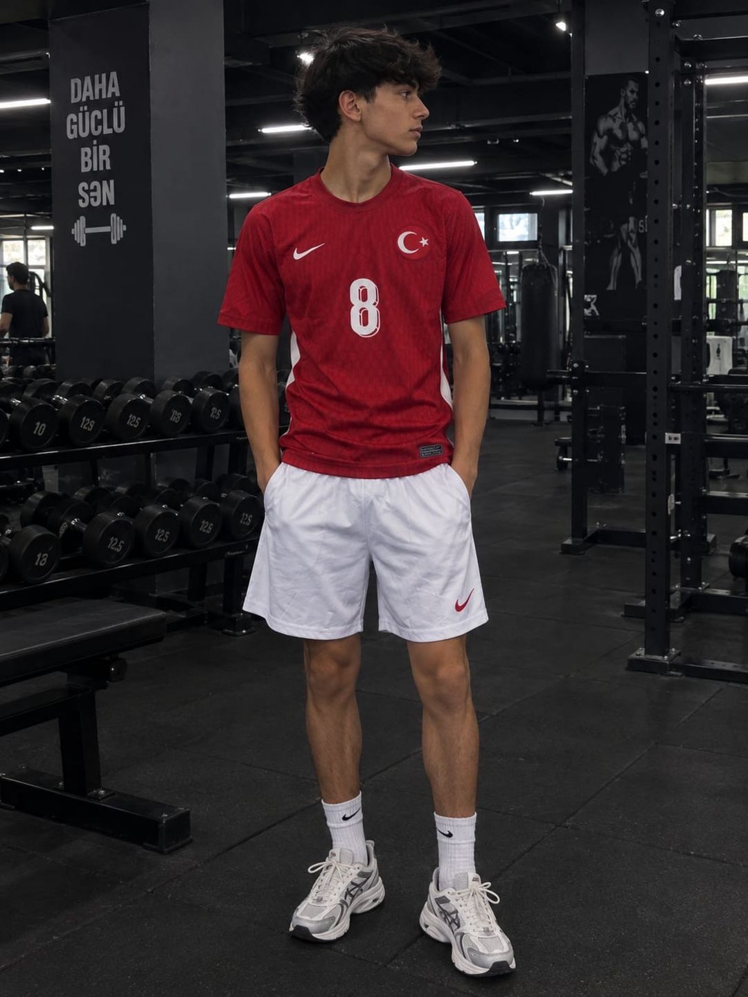Futbol dəsti, elastan/poliester, ağ/qırmızı, ölçü 7-8 yaş — Mallar, Bakı