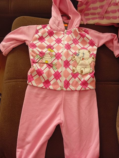 Uşaq geyim dəsti – çəhrayı rəngdə kombinezon - İki hissəli dizayn — endirimli .yeni..baby shop