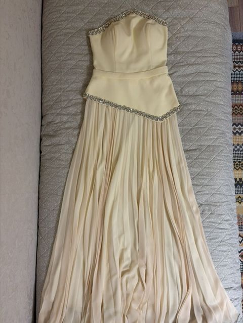 Zərif axşam/gecə geyimi – açıq sarı rəngdə, strapless model - Üst — Bakı