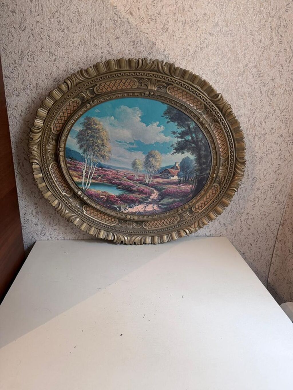 Oval dekorativ tablo – relyefli bəzəkli çərçivə ilə. - Forma: oval — Şəkillər, plakatlular və çərçivələr, Digah