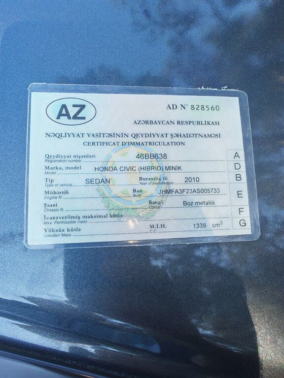 Honda Civic, 1.3 L, 0.86 kWh, 2010 il, 504 000 km 46-BB-638 — Avtomobillər, Naftalan (6)
