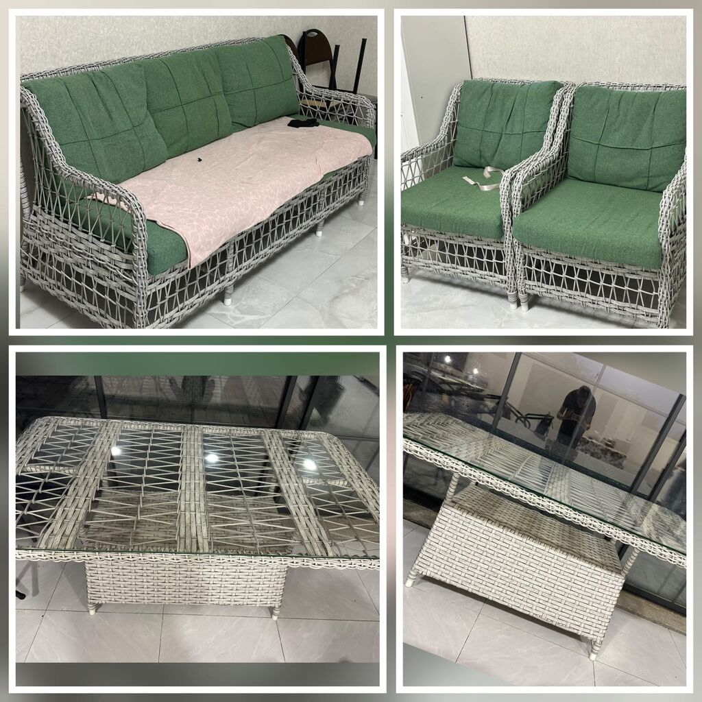Qiymət dest 1650azn Hesir dest bag ucun. 2 kreslo 1 divan ve masa — Mobilya dəstləri, Qobu