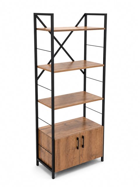Stellaj, metal/laminat, qəhvəyi/qara, 70x180x35 sm — Bakı