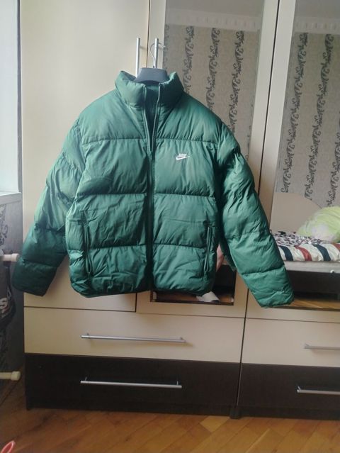 Nike puff yerli üfürmə qış gödəkçəsi - Rəng: tünd yaşıl - Model: qısa — Masazır