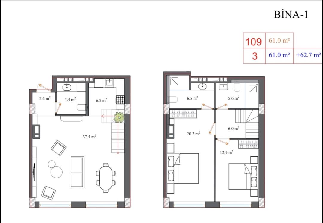 Satılır 3 otaqlı yeni tikili 124 m² — Mənzil, Bakı (5)