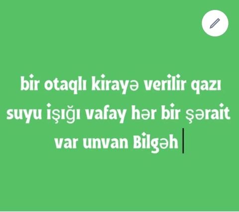 Bilgəhdə 1 otaqlı kirayə mənzil. Xüsusiyyətlər: - Qaz, su, işıq — Bakı