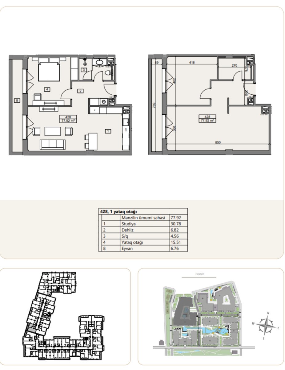 Satılır 2 otaqlı yeni tikili 77.9 m² — Mənzil, Bakı (9)