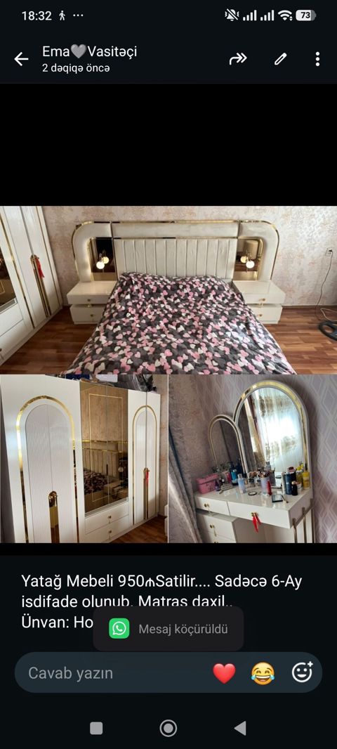 Yatağ Mebeli 950₼Satilir. Sadəcə 6-Ay isdifade olunub. Matras — Bakı