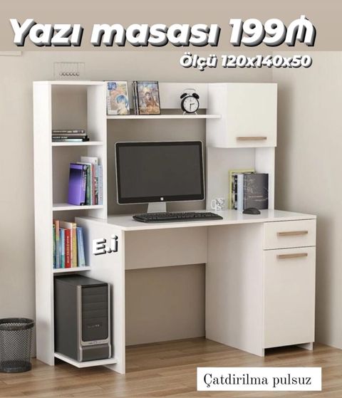 Yazı masası – çoxfunksiyalı və kompakt dizaynlı model. Ölçüsü — Digah