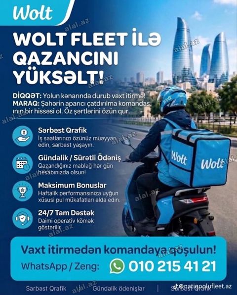 Sürücü-kuryer tələb olunur, Şəxsi nəqliyyat vasitəsi ilə, Gündəlik ödəniş, Təcrü — Bakı