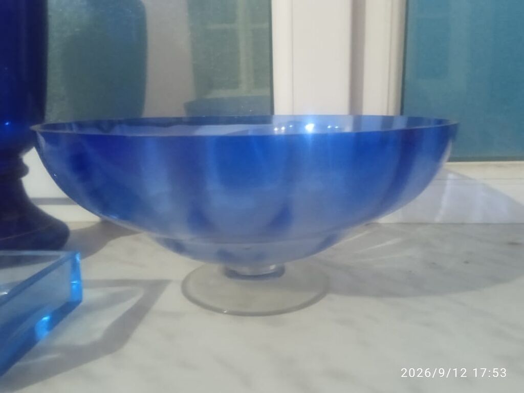 Mavi şüşə serving dəsti - Material: qalın, yarımşəffaf mavi şüşə — Süfrə qabı, Bakı