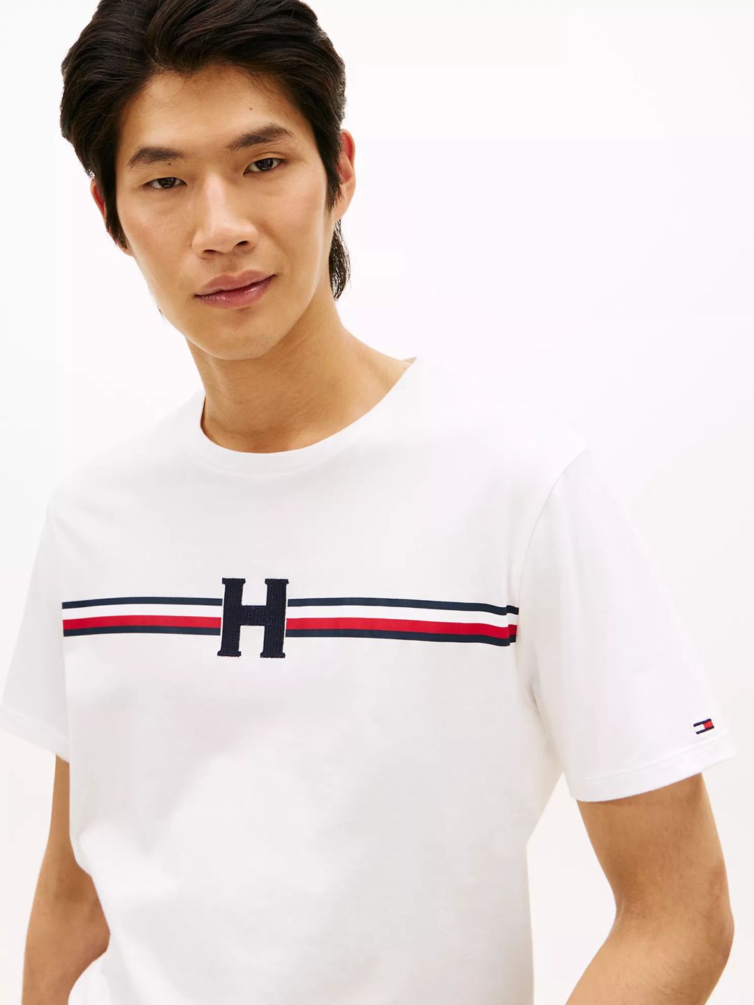 Kişilər üçün futbolka Tommy Hilfiger Signature H Stripe Ecru, ağ, pambıq, ölçü М — Mallar, Bakı (2)