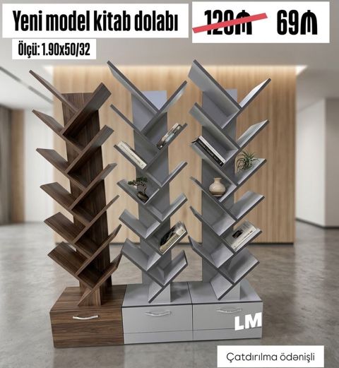 Yeni model kitab dolabı / kitab rəfi. Müasir və dekorativ ağac budağı — Bakı