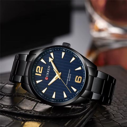 Kişi qol saatı Curren C8434 Black/Blue — Bakı
