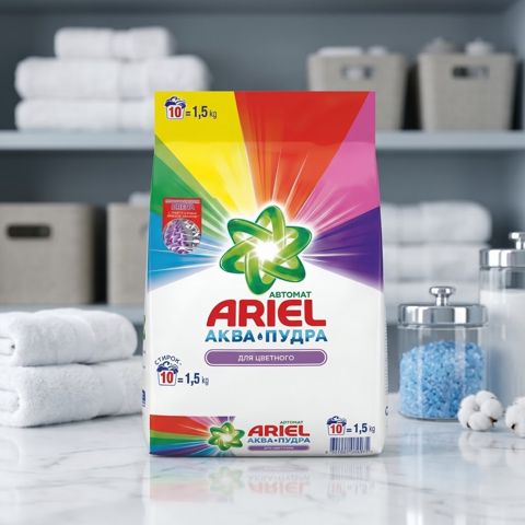Yuyucu toz Ariel Аква Пудра, rəngli paltar üçün, 1.5 kq — Bakı