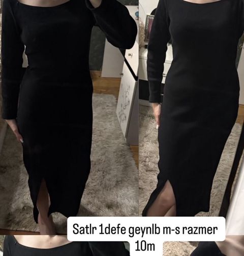 Qadın qara paltar - Model: dar kəsimli, dizdən aşağı uzunluqda — Bakı