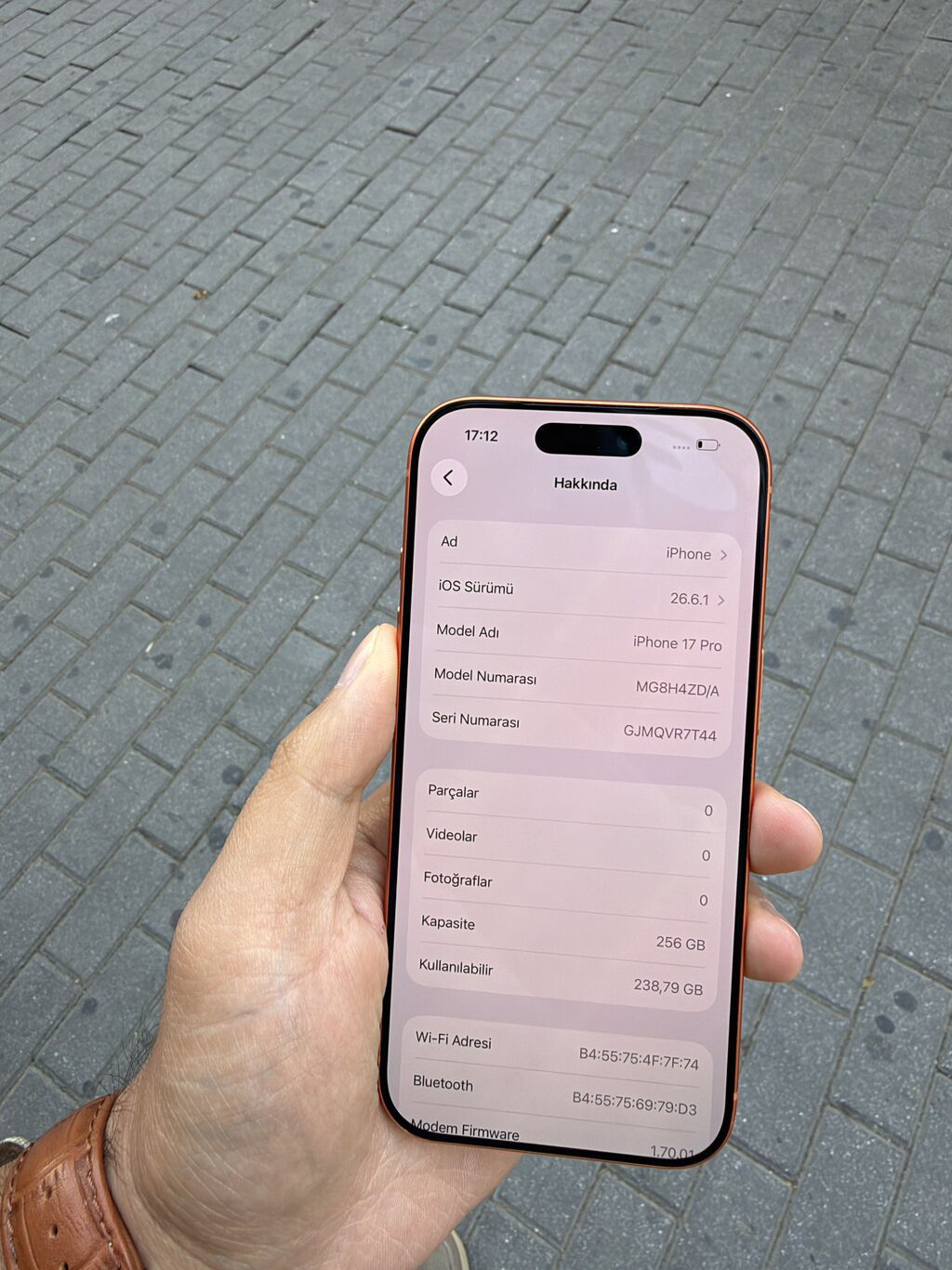IPhone 17 Pro, 256 GB, Narıncı, Zəmanət, Sənədlərlə, Face ID — Apple iPhone, Bakı (8)