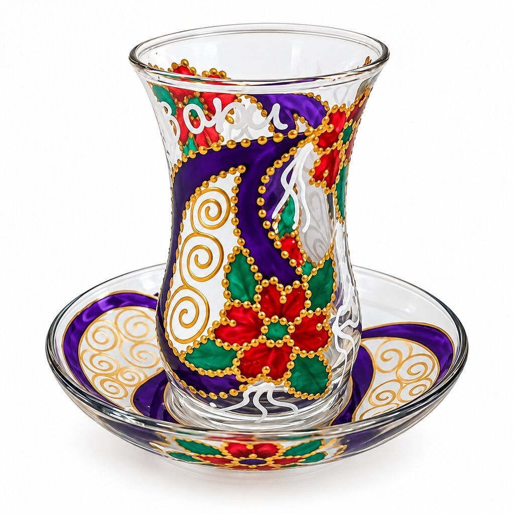 Çay dəsti, Şüşə, 6 nəfərlik, Türkiyə — Süfrə qabı, Bakı (4)