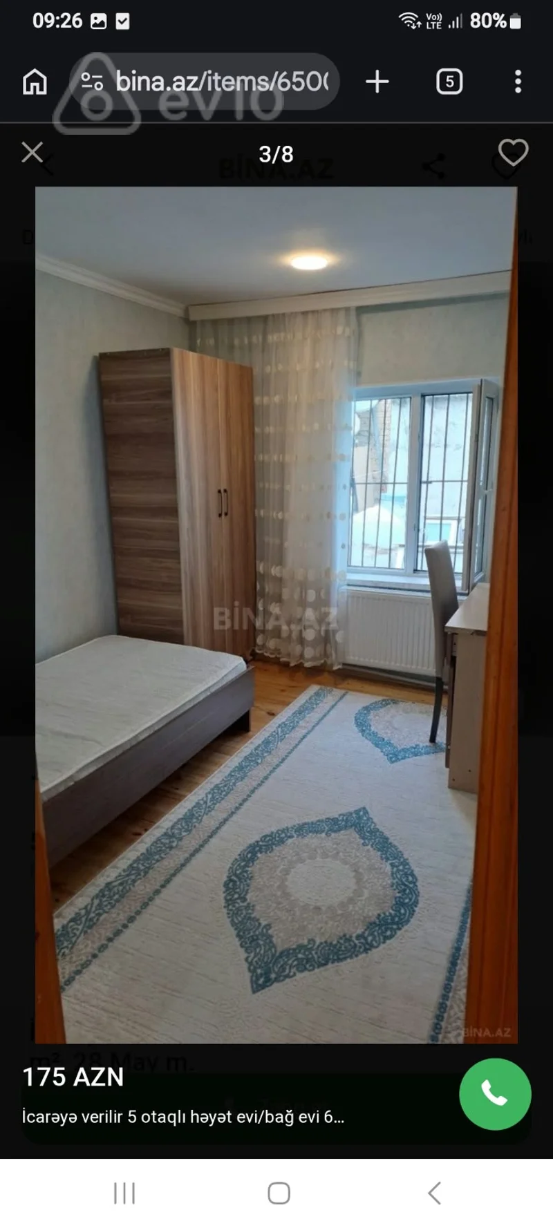 5 otaqlı həyət evi, 66 m², 28 mayin 2ci cixisi — kirayə — Ev, villa, Bakı (7)
