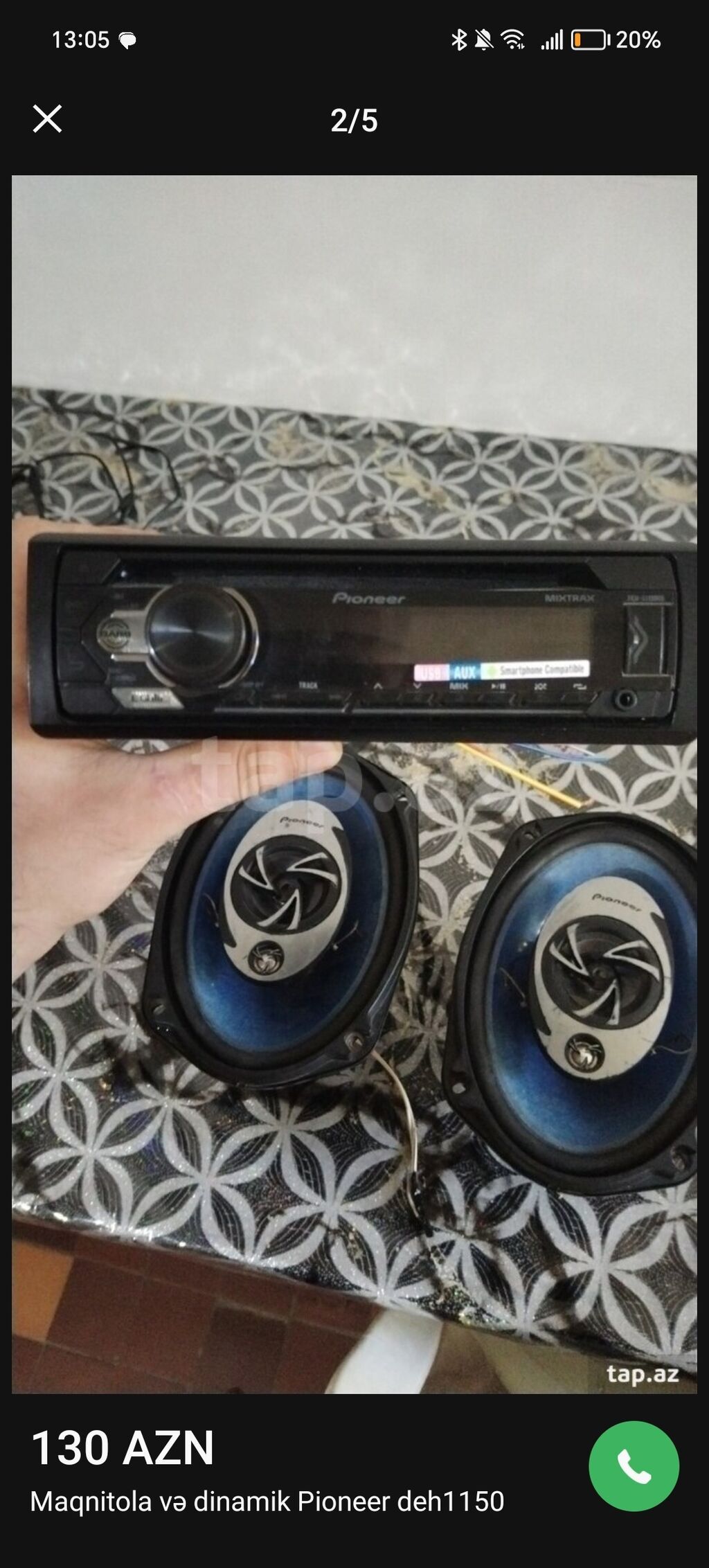 Pioneer DEH-1150 avtomobil maqnitofonu və iki ədəd Pioneer oval — Avtomobil akustikası, Bakı
